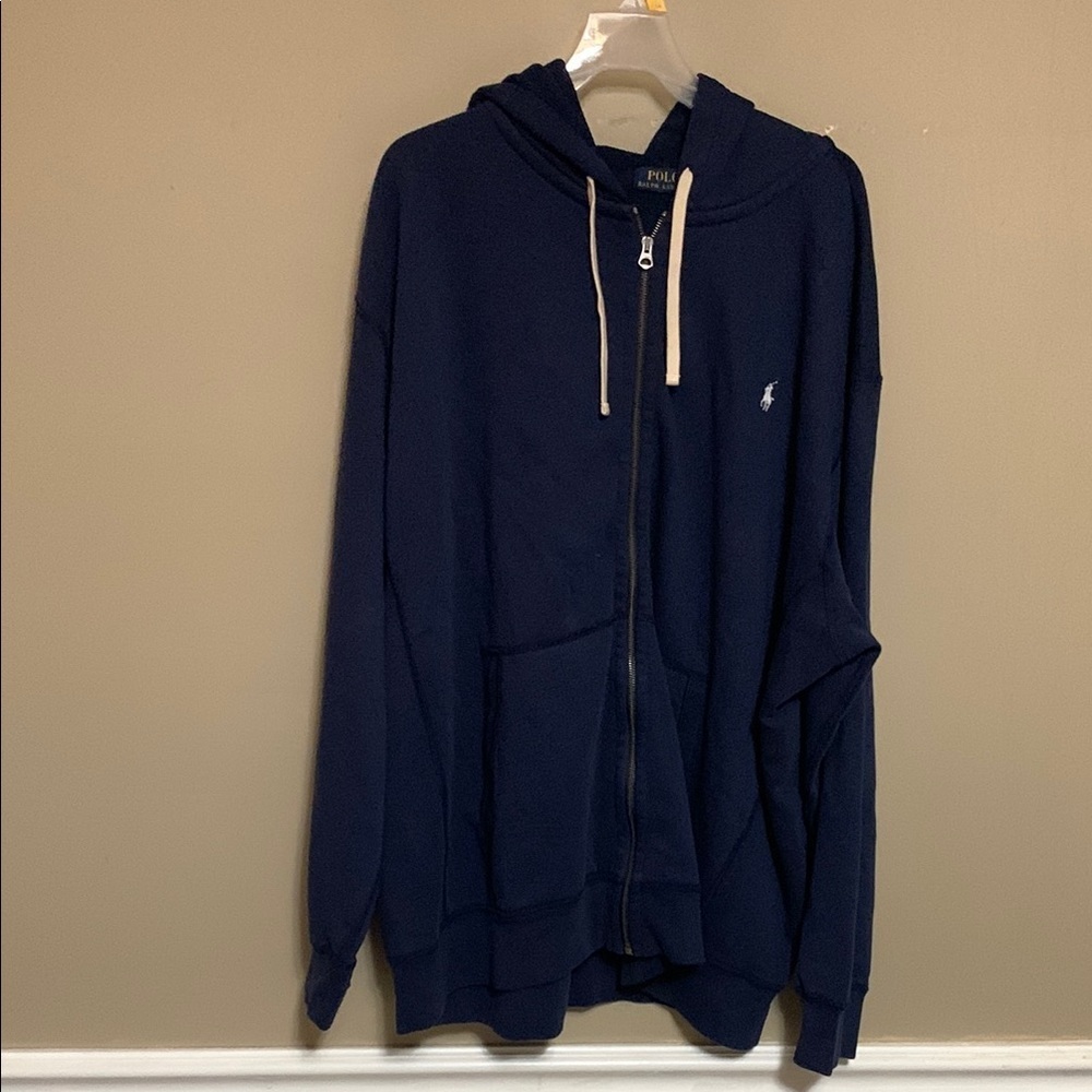 Polo Ralph Lauren Men's White Pony Fleece Full-Zip Navy Hoodie 3XB Outdoors